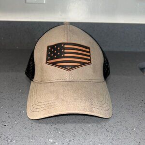 Capture Black Tan Flag Embroidered Baseball Cap US Flag Hat Adjustable NWT